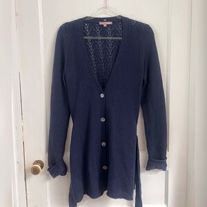 Calypso St. Barth Cashmere Knit Navy Cardigan Size M $348